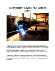 Is it Important to Keep Your Welding Safe.pdf