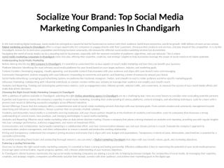 Socialize Your Brand Top Social Media Marketing Companies In Chandigarh.pptx